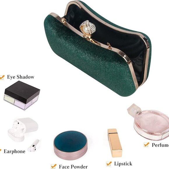 Velvet Evening Clutch Bag Sparkly Sequins Formal Party Handbag for Women main image 5